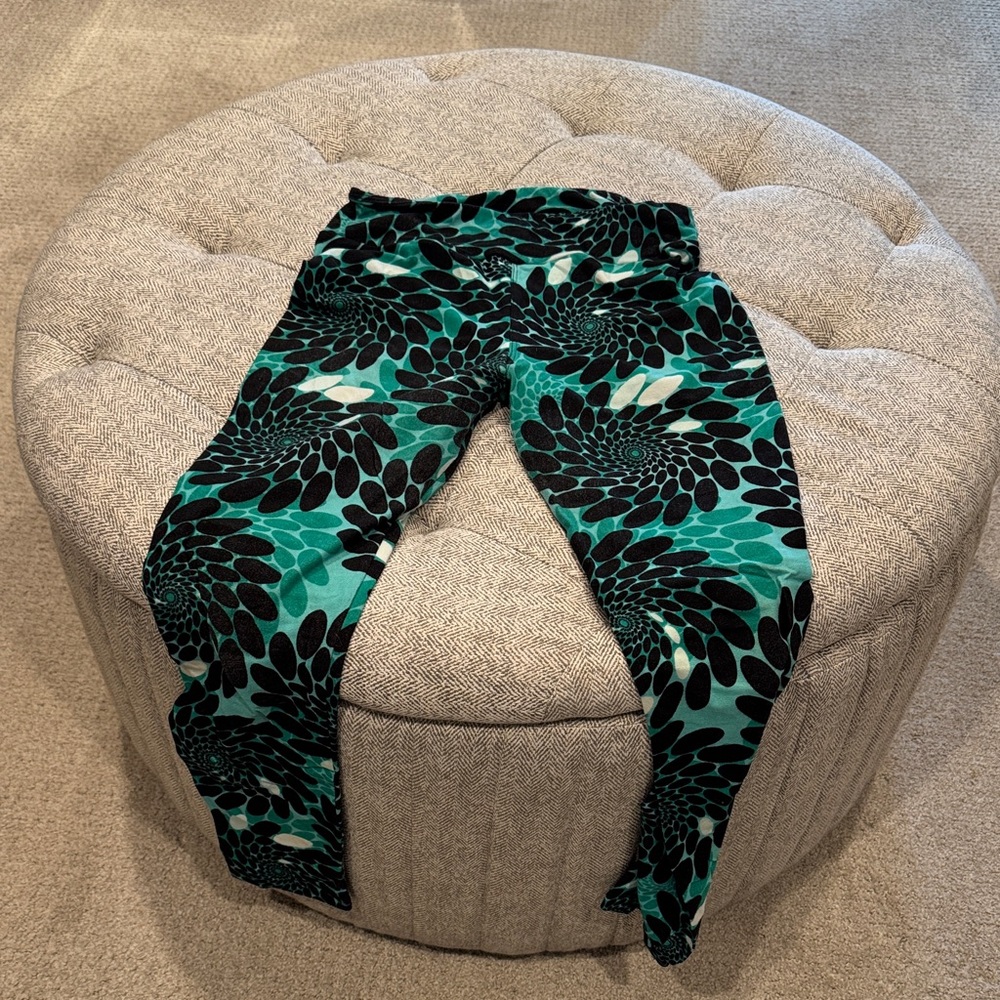 LuLaRoe Kids' Teal and Black Patterned Leggings
